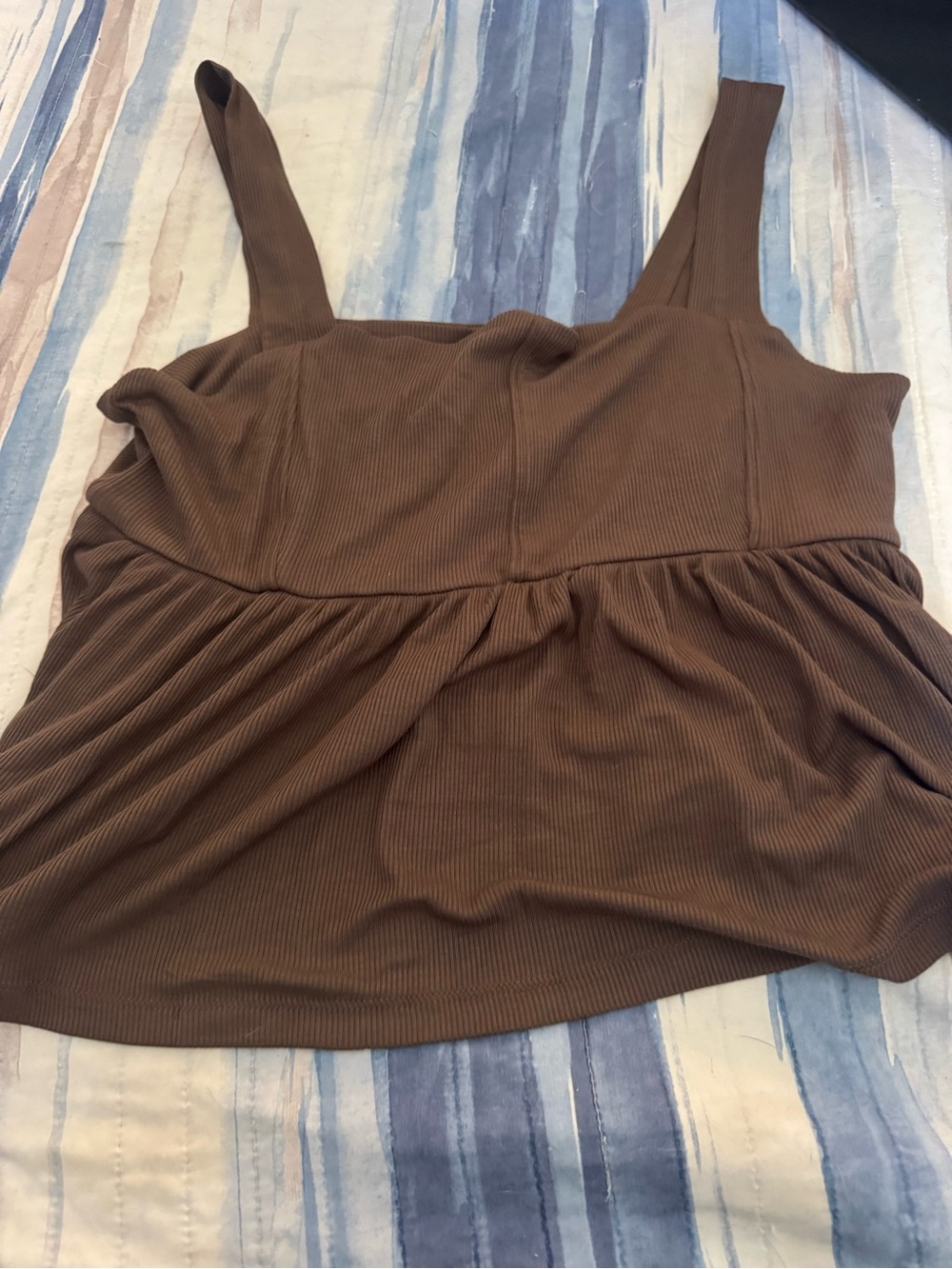 American Eagle Outfitters Brown Ribbed Peplum Cami